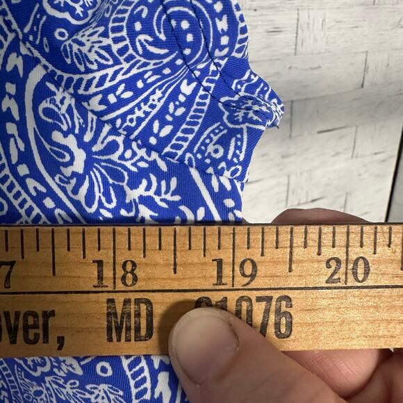 Lands End women’s dress cover-up T-shirt, Paisley, blue white coastal travel - Picture 6 of 7